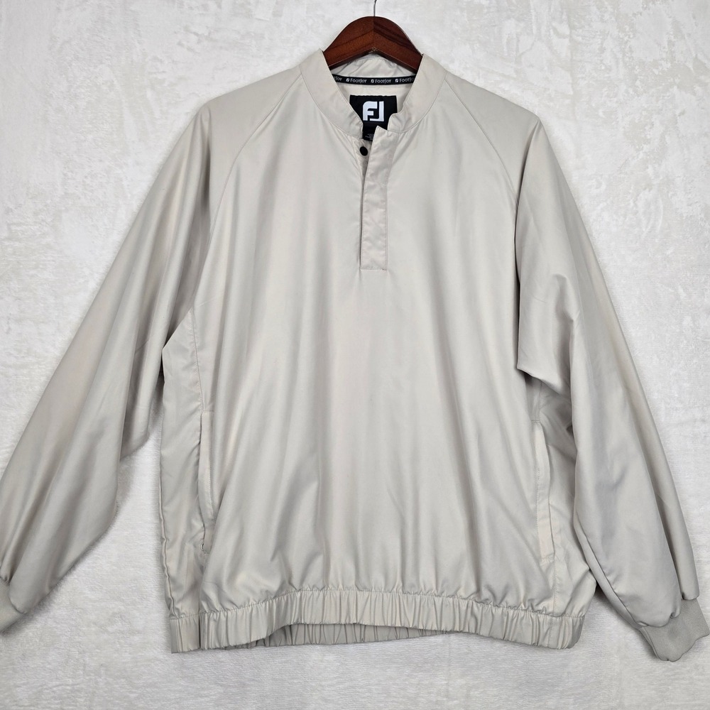 FootJoy Mens Golf Windbreaker Pullover Beige Snap Neck Raglan XL